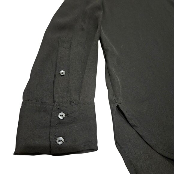 Abercrombie & Fitch Black Sheer Long Sleeve Button Up Shirt Oversized Size S - Picture 5 of 10